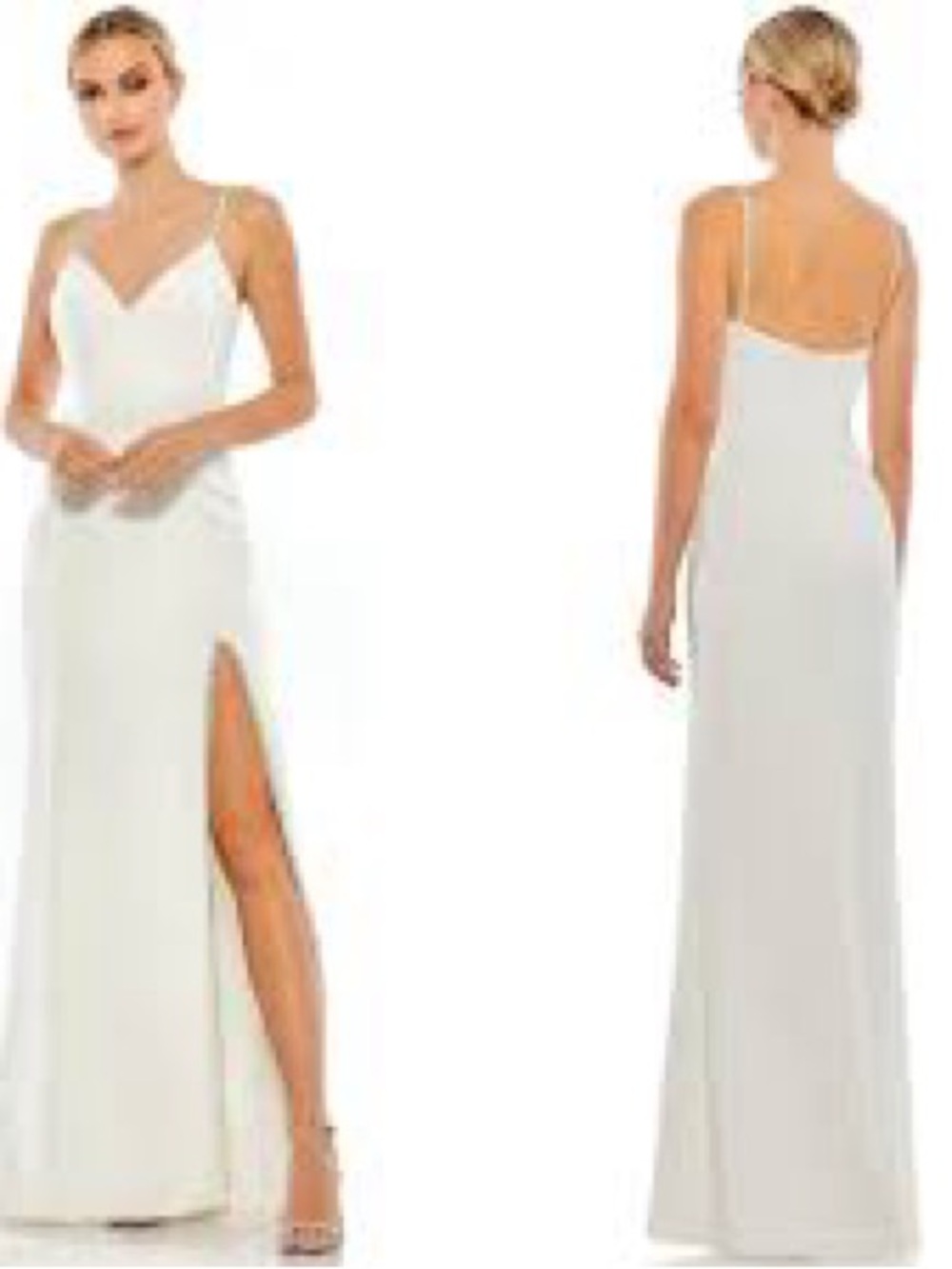 Mac Duggal Ivory Gown with Side Slit